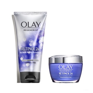 Bộ sữa rửa mặt và kem Olay Retinol 24 giúp da chống lão hoá