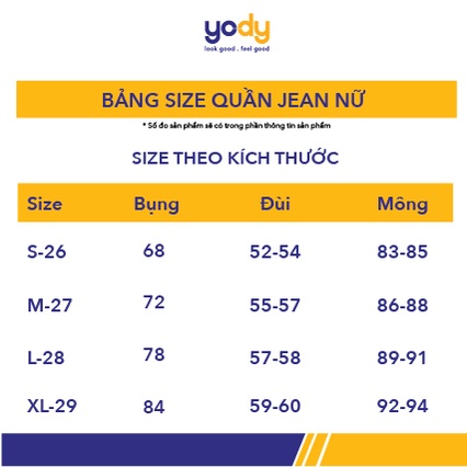 Quần jean Nữ cạp cao ống rộng Chính Hãng YODY Quần bò Nữ Ống Suông - QJN4022