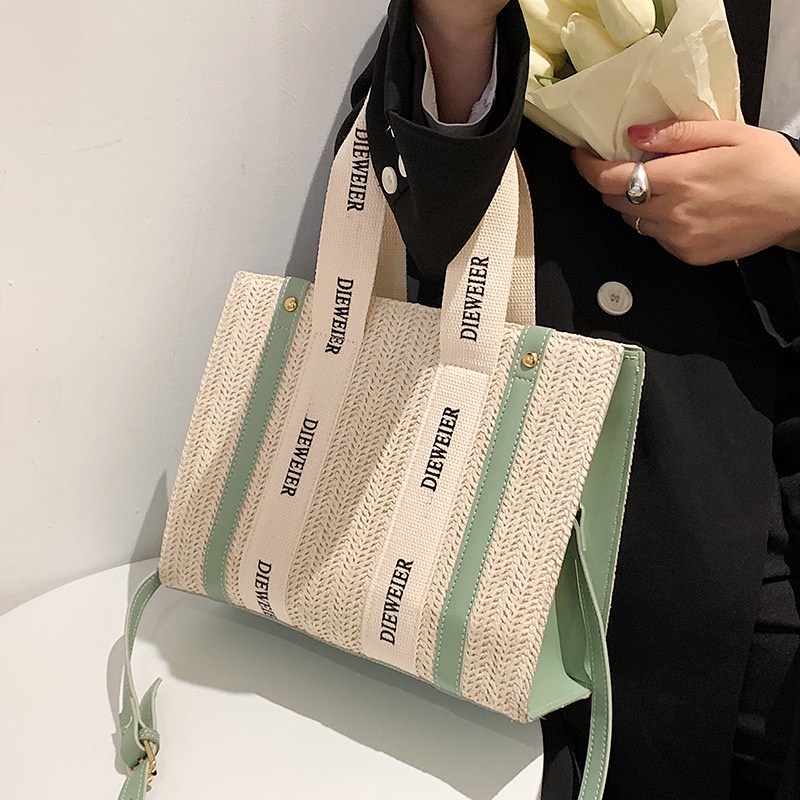 Túi Cói Đeo Vai Thời Trang Mùa Hè 2022 Sức Chứa Lớn Cho Nữ