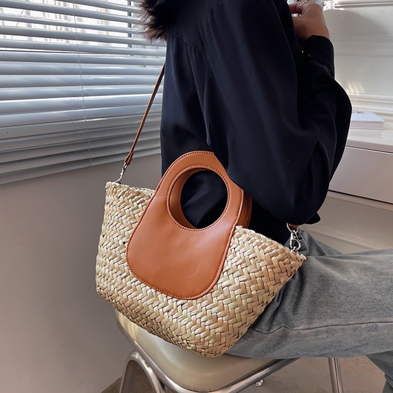 Túi đeo vai IELGY đan rơm thời trang dành cho nữ