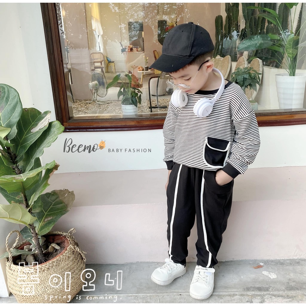Bộ dài tay kẻ ngang túi hộp BEEMO