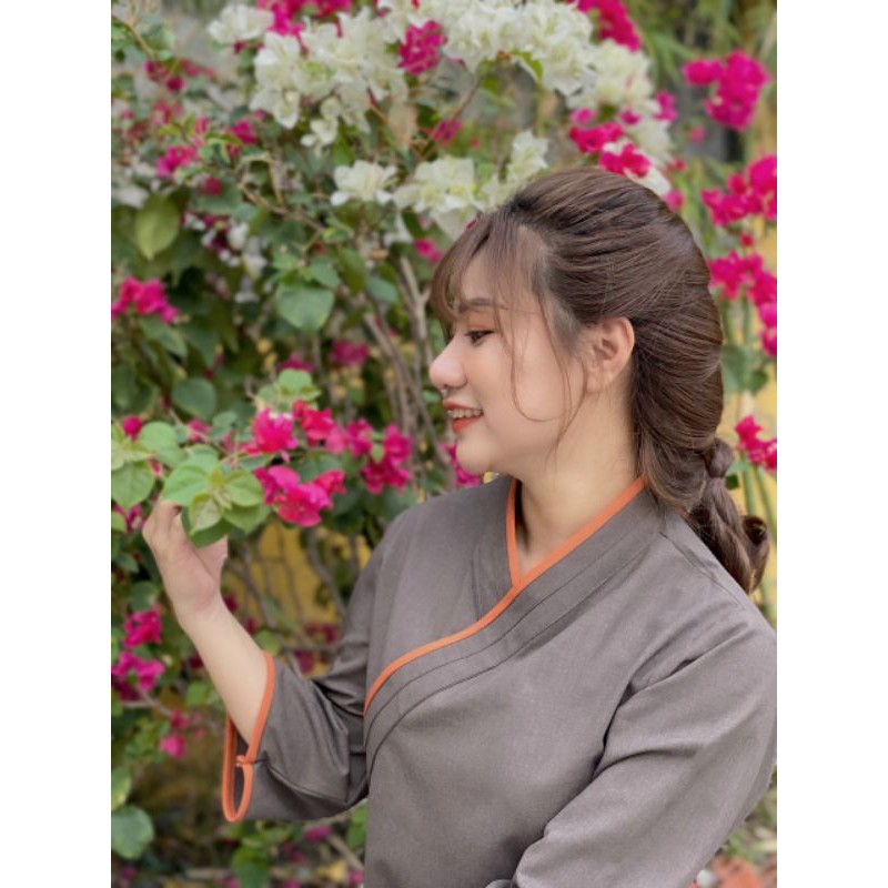 Bộ đồ lam đi chùa nữ chéo nhật chất cotton lạnh Hàn quốc cao cấp - trang phục phật tử - set bộ nữ