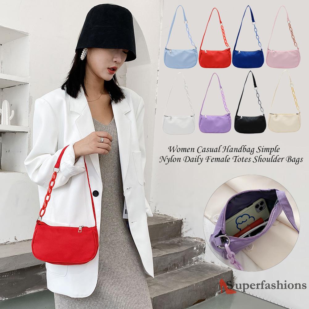 Túi xách nữ đeo dưới cánh tay bằng nylon đơn giản