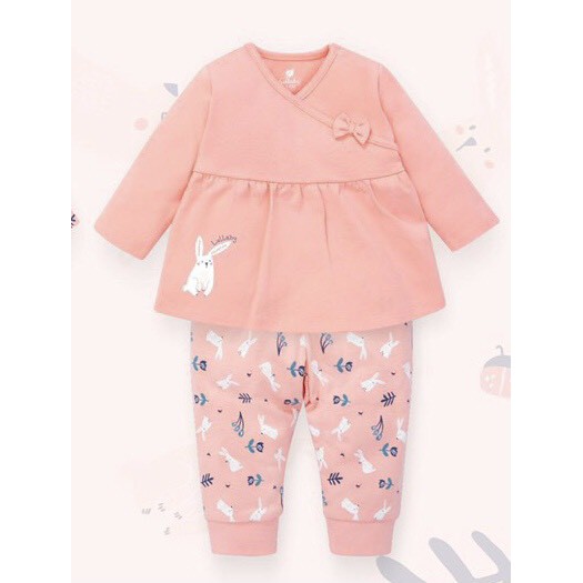 [LULLABY SALE] Bộ dài tay Cotton LULLASSIC bé gái hồng cam