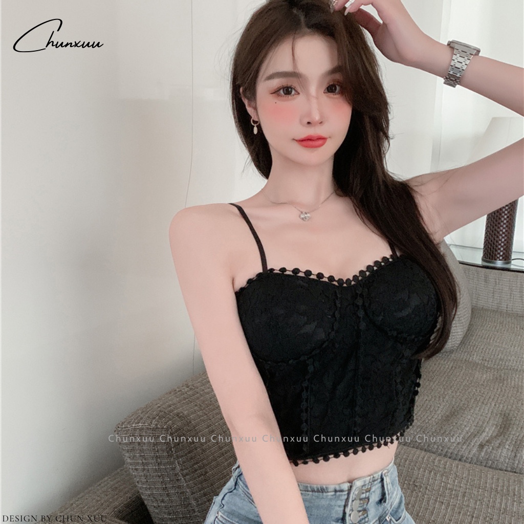 Áo bra 2 dây phối ren hoa gợi cảm ChunXuu, thiết kế đệm mút mỏng vừa thông thoáng ôm ngực - BR16