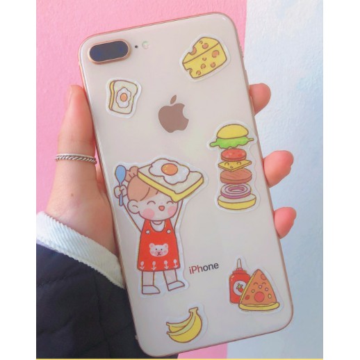 set Sticker cô gái 4 tấm nhũ vàng SSI2 sticker lọ nước hoa hoạt hình sticker trang trí