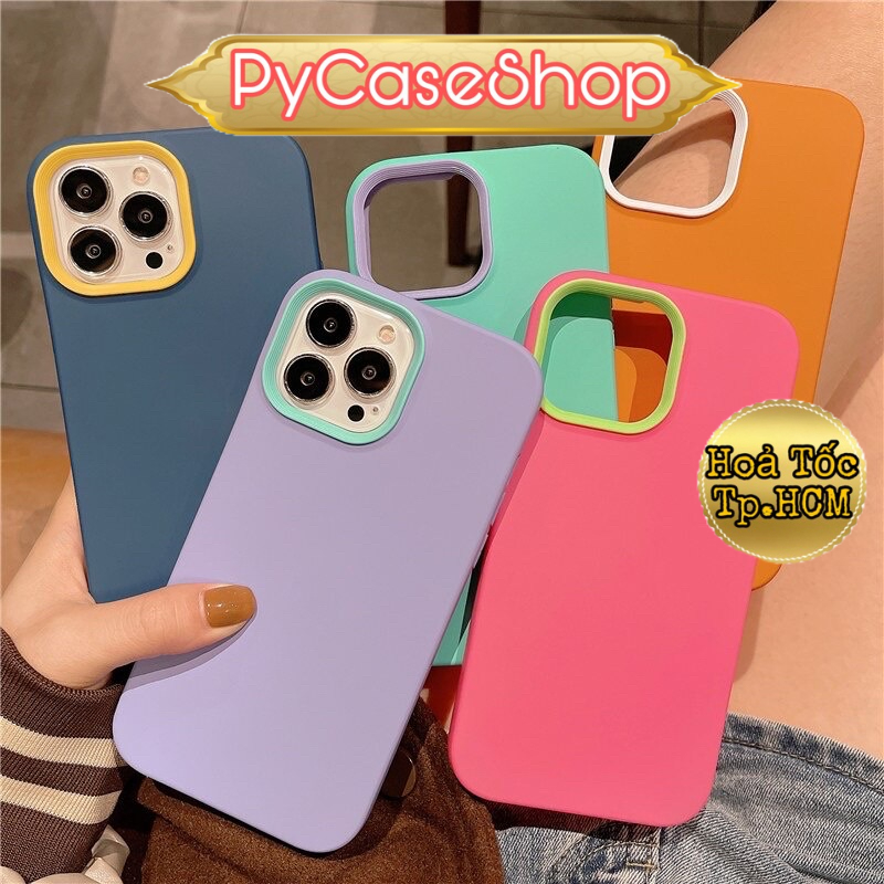 Ốp Lưng Silicone Mềm Màu Trơn 3 Trong 1 Chống Sốc Cho iPhone 7 8 XsMax 11 12 13promax - PyCaseShop
