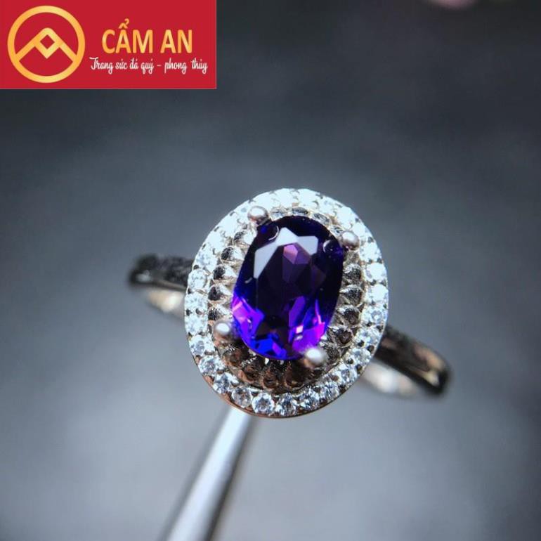 Nhẫn T.A Tím Thiên Nhiên, Lửa Mạnh, Trong, Bạc S925 - Trang sức Phong thủy Cẩm An