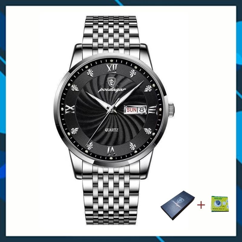 Đồng Hồ Nam Chính Hãng HW GOEDAGAR P827 Thiết Kế Dây Thép Cao Cấp - Chống Nước - Có Lịch HIWATCH