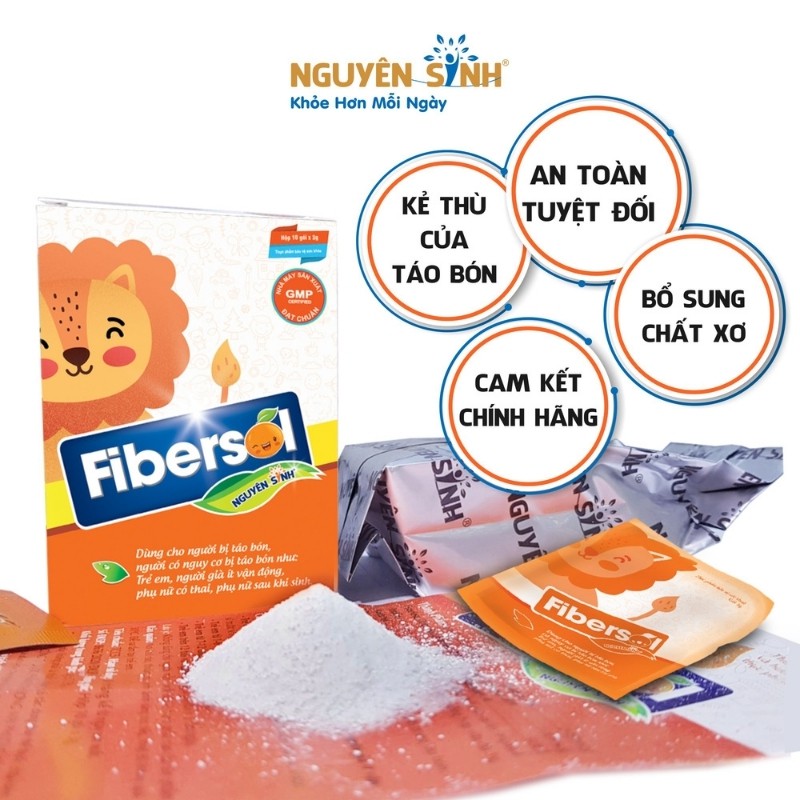 Fibersol Nguyên Sinh giảm nhanh táo bón cho bé từ 1 ngày tuổi, gói cốm 3g CF01