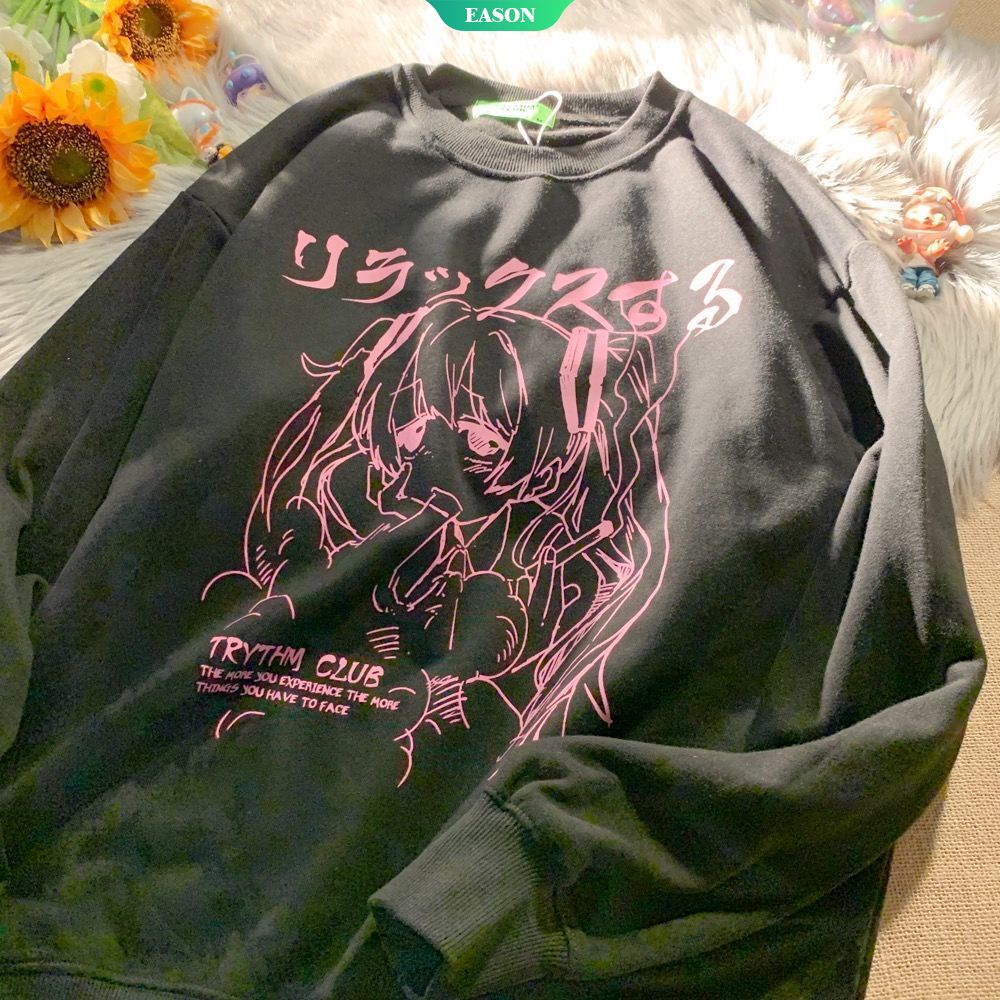 Áo Sweater Cổ Tròn Tay Dài Dáng Rộng In Hình Anime Nhật Bản Thời Trang Mùa Thu 2022 Cho Nam Và Nữ