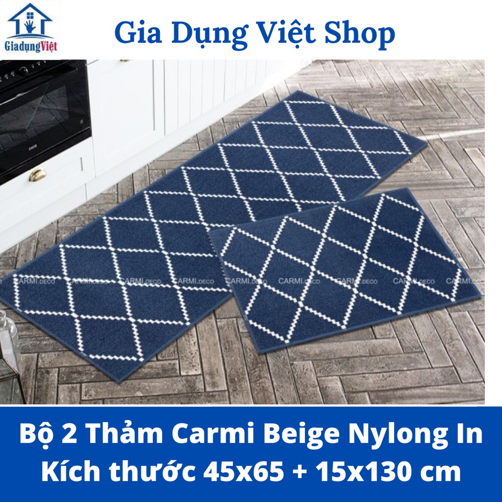 Bộ 2 Thảm Nhà Bếp Siêu Thấm Chống Trơn Trượt Carmi Nylon in 45x65/ 45x130cm