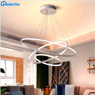 Đèn thả trần tích hợp 3 vòng Led trang trí phòng khách bàn ăn Led 3 chế độ màu TH814 Ngân Tin