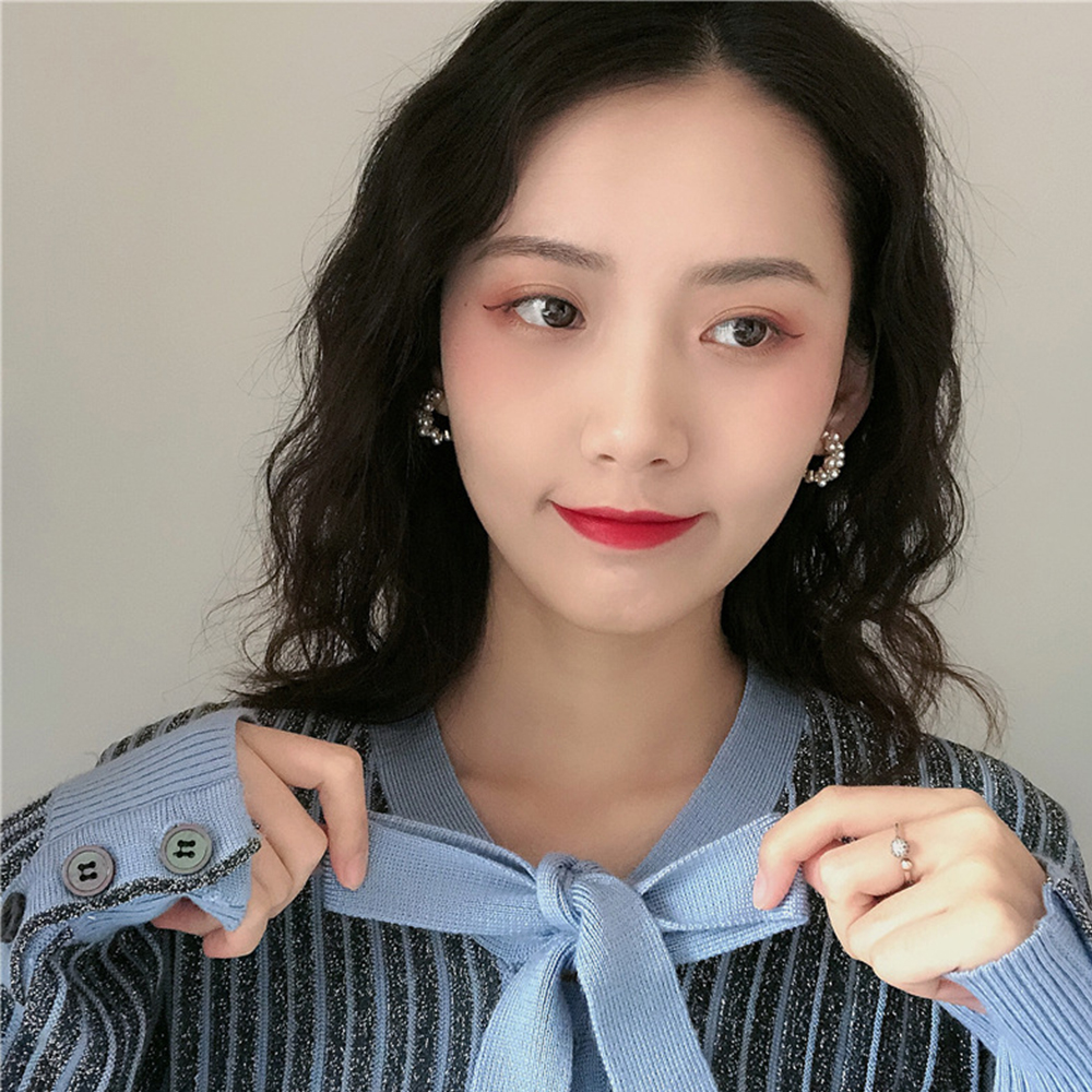 Hoa Tai Dáng Tròn Đính Ngọc Trai Nhân Tạo Phong Cách Vintage