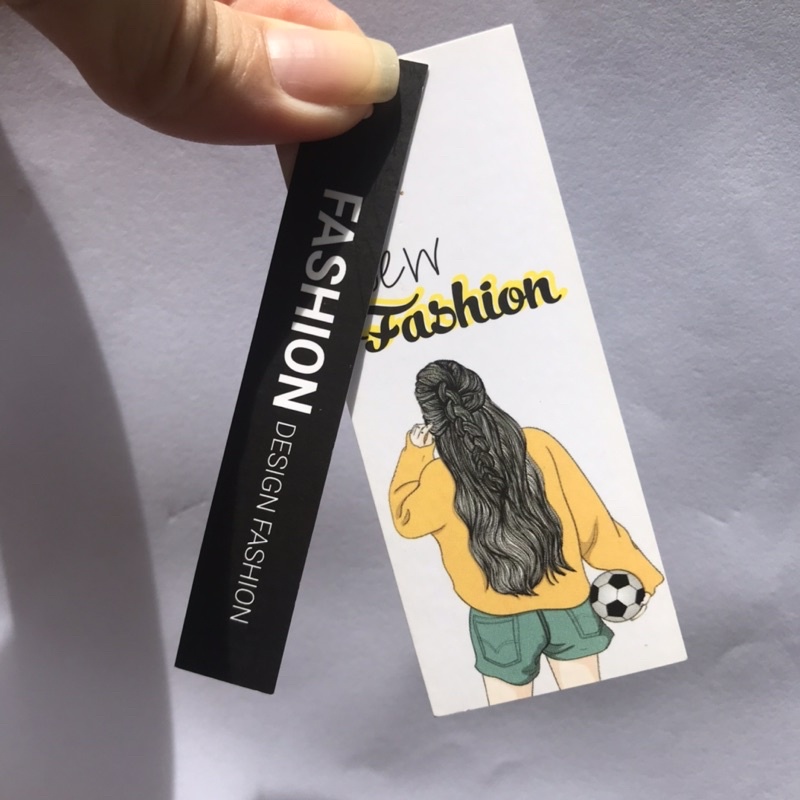 Mác quần áo, Tag Nhãn quần áo, THIẾT KẾ IN ẤN cho shop quần áo, bìa cứng, cán màng k thấm nước set 100 mác -size 9x3.6cm