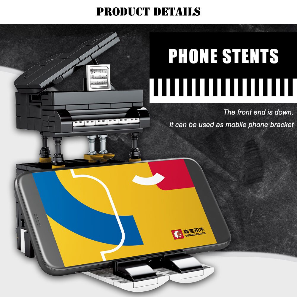 Đồ chơi Lắp ráp Mô hình SEMBO 708600 Piano Gramophone Bluetooth Speaker Phone Stand