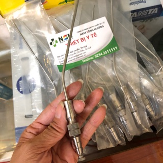 Ống hút dịch,tai mũi họng inox ,hút dịch xoang mũi - ống hút phẫu thuật kim loại thanh quản tai mũi họng số 8
