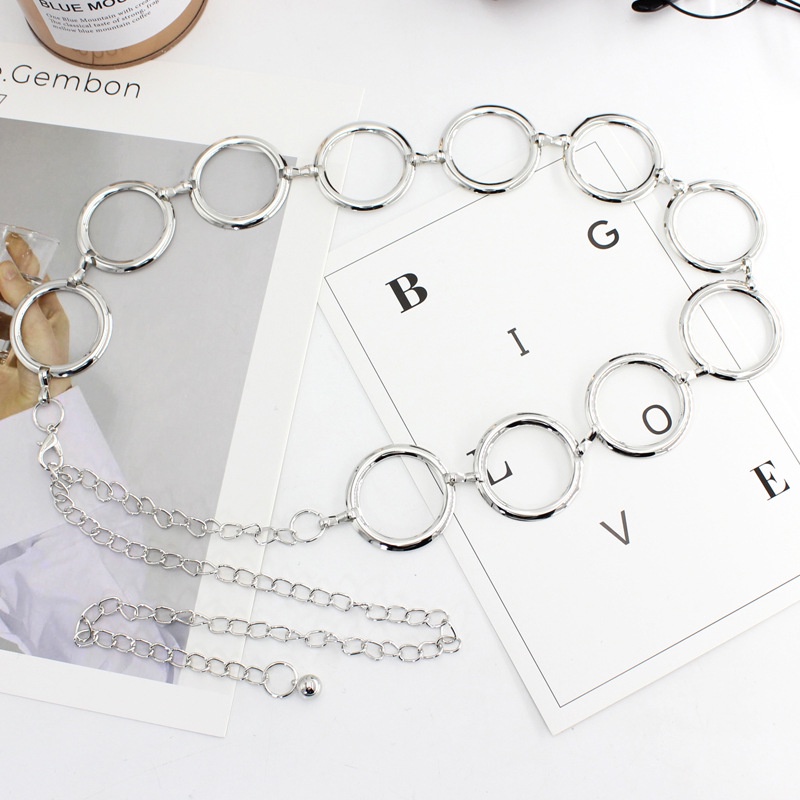 Dây Thắt Lưng Bằng Kim Loại Màu Vàng/Bạc Thời Trang Cho Nữ