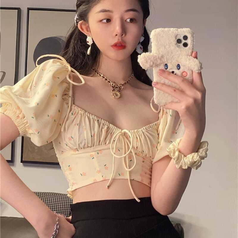 áo cloptop hoa nhí chun sau co dãn