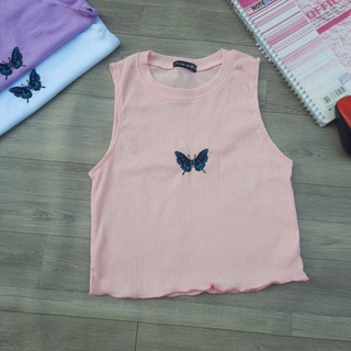 Áo croptop thêu bướm