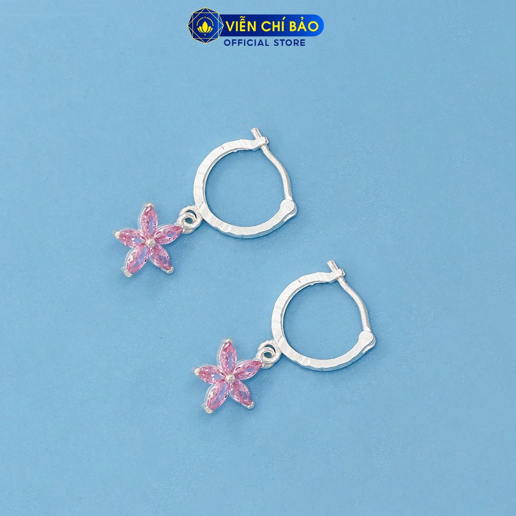 Bông tai bạc nữ hoa đào màu hồng chất liệu bạc 925 thời trang phụ kiện trang sức nữ thương hiệu Viễn Chí Bảo B400701-HO