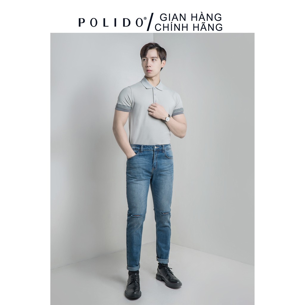 Áo Polo In Kẻ Phối Bo Tay CEFFYLO Vải Cotton Co Giãn