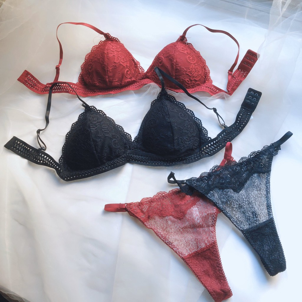 Bộ Đồ Lót Nữ Ren sexy, áo ngực không gọng đệm mỏng + kèm mút Hoa Đại Lọt Khe Sexy - Gợi Cảm | BigBuy360 - bigbuy360.vn