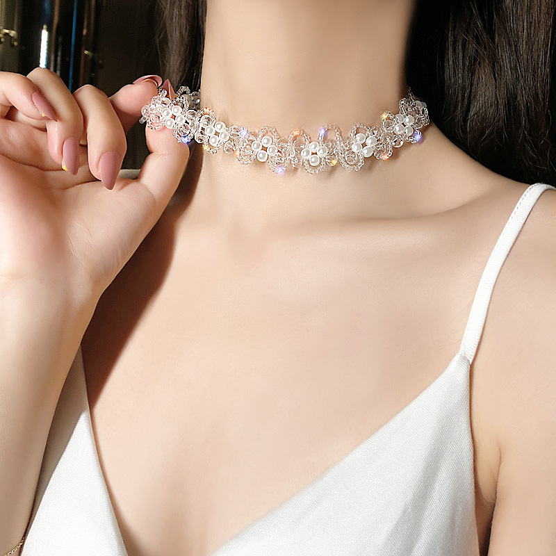 Vòng cổ choker trang trí hạt ngọc trai thanh lịch phong cách Hàn Quốc cho nữ mã B5B05