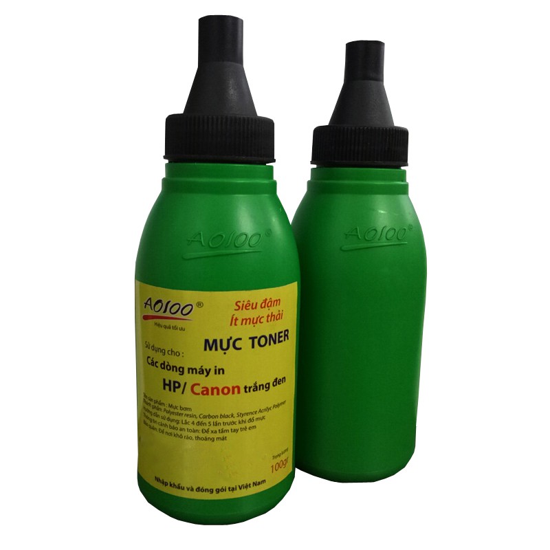 Combo 5 chai mực in laser AO 100 siêu đậm ,ít mực thải trọng lượng 100gr-100