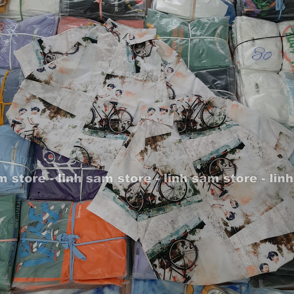 Áo sơ mi nữ in 3D cổ bẻ tay ngắn - lỡ dáng ulzzang freesize form rộng unisex mặc cặp, nhóm, in HÌNH XE ĐẠP MÀU VINTAGE | BigBuy360 - bigbuy360.vn