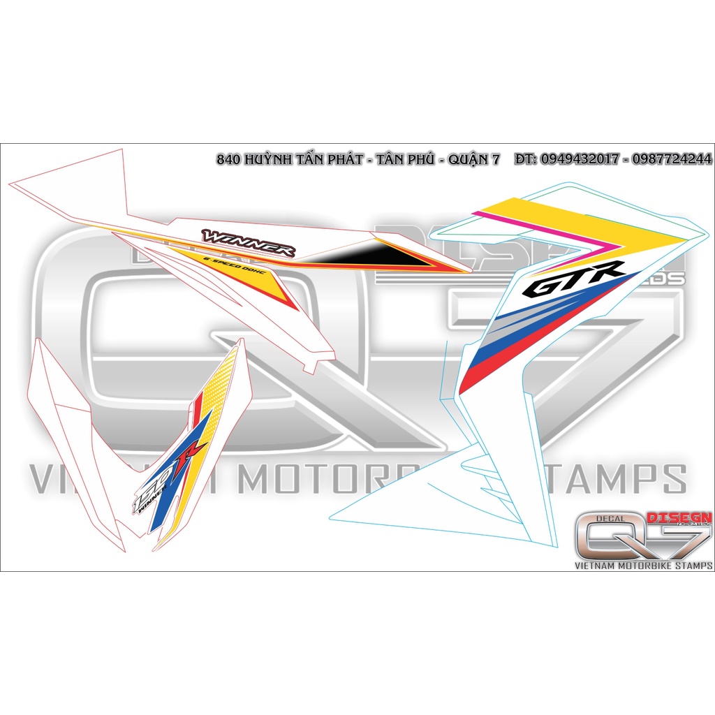 Tem Rời WINNER V1 GTR XE TRẮNG