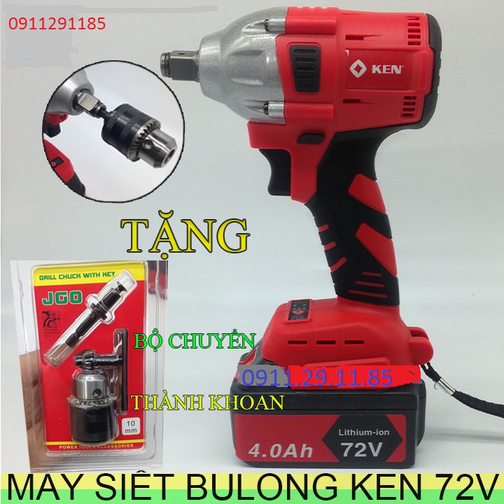 [[RẺ VÔ ĐỊCH]]Máy siết bulong bu lông Ken 72V - máy siết bulong bắn vít - Tặng đầu chuyển đổi thành khoan, đầu khẩu22m -