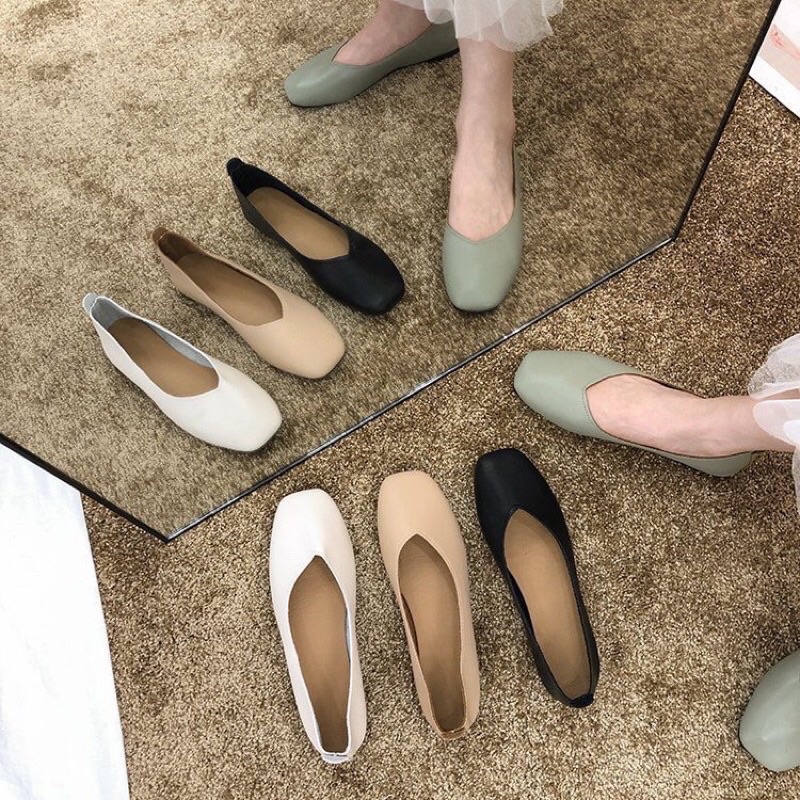 Giày bệt da mềm vintage