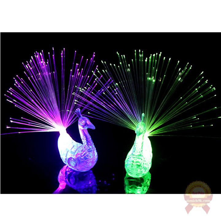 Đèn led đeo tay hình con công phát sáng sợi quang vàng xanh F756SP2