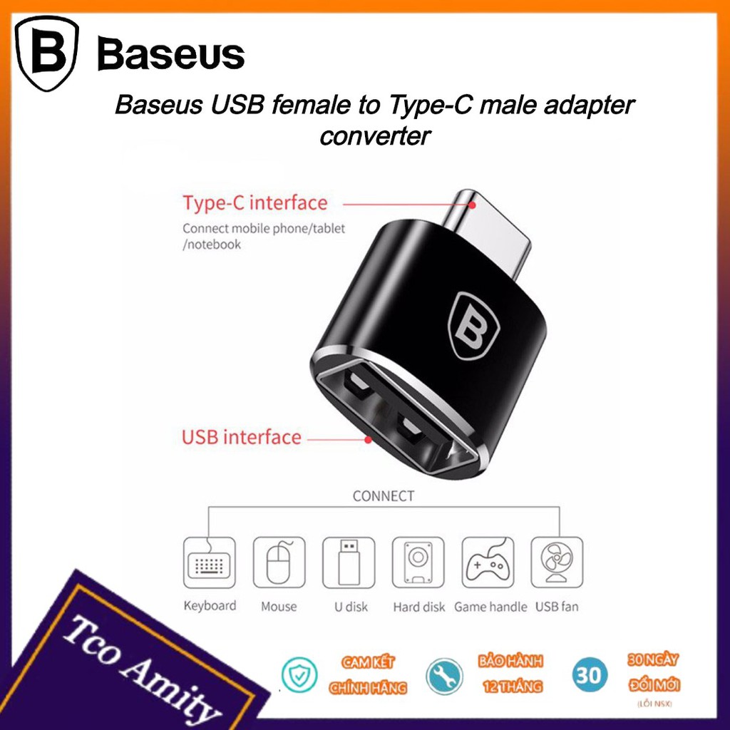 Đầu chuyển OTG USB Type C sang USB A Baseus - Nhỏ gọn - Tiện lợi - Hàng chính hãng | BigBuy360 - bigbuy360.vn