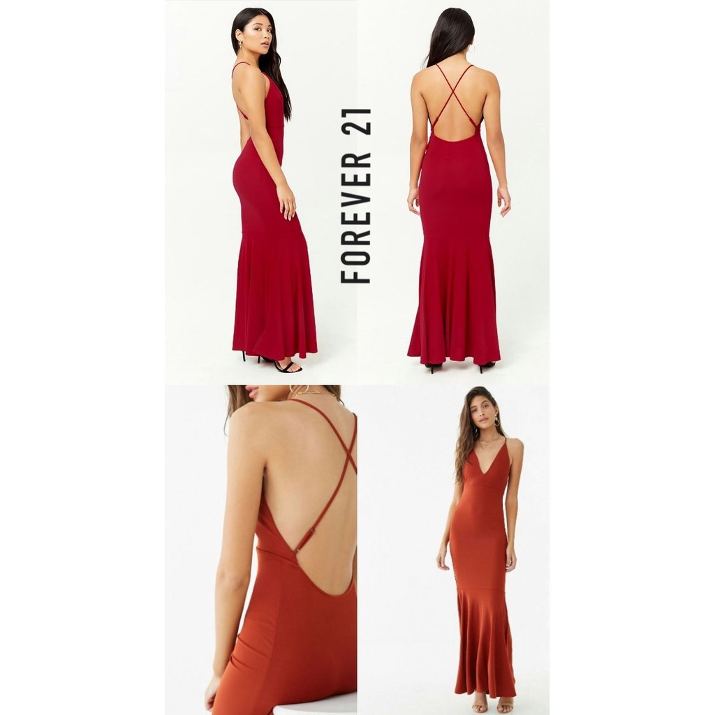 Đầm maxi đuôi cá hở lưng Forever 21 Low Back Slip Mermaid Fishtail Gown