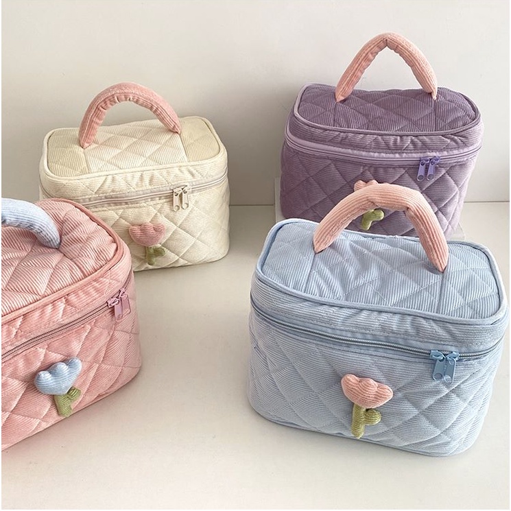 Túi Đựng Mỹ Phẩm Cỡ Lớn Họa Tiết Hoa Dễ Thương