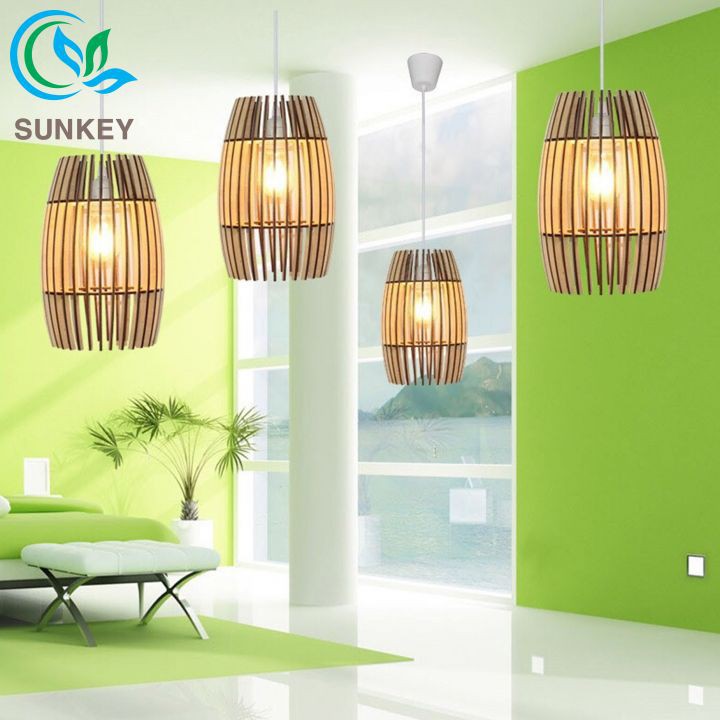 Đèn Gỗ Trang Trí Thả Trần Nơm Cá Kích Thước 19x30cm Chất Liệu Gỗ Plywood Cao Cấp - Bảo Hành 1 Năm