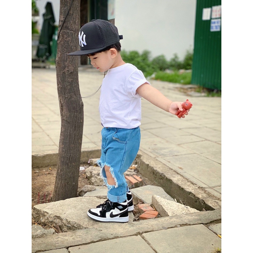 Áo thun tay lỡ trơn basic cho bé , áo thun unisex , Kid_genZ