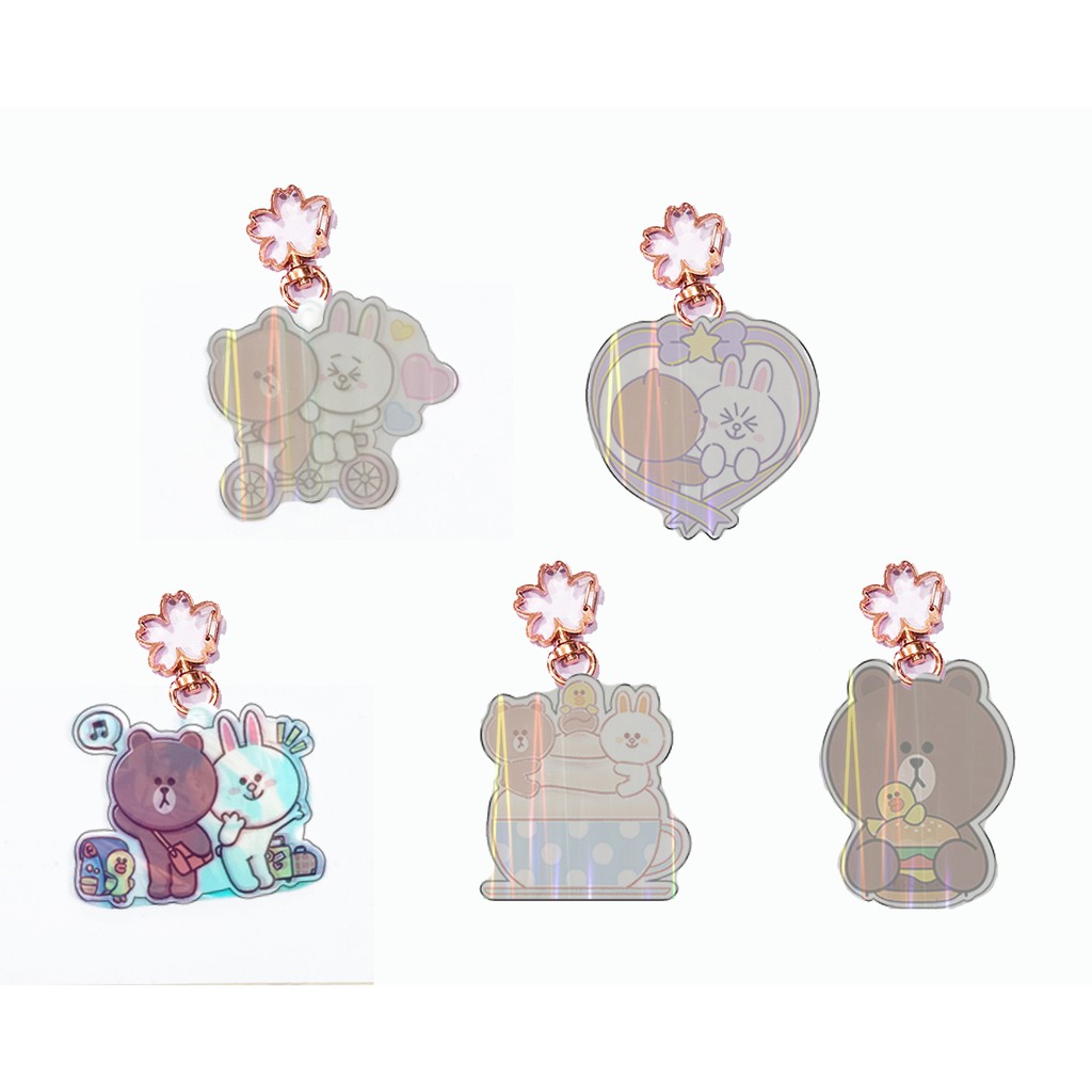 Móc chìa khoá gấu brown thỏ cony vịt sally mica hologram  MKMH5 cute dễ thương hoạt hình thần tượng