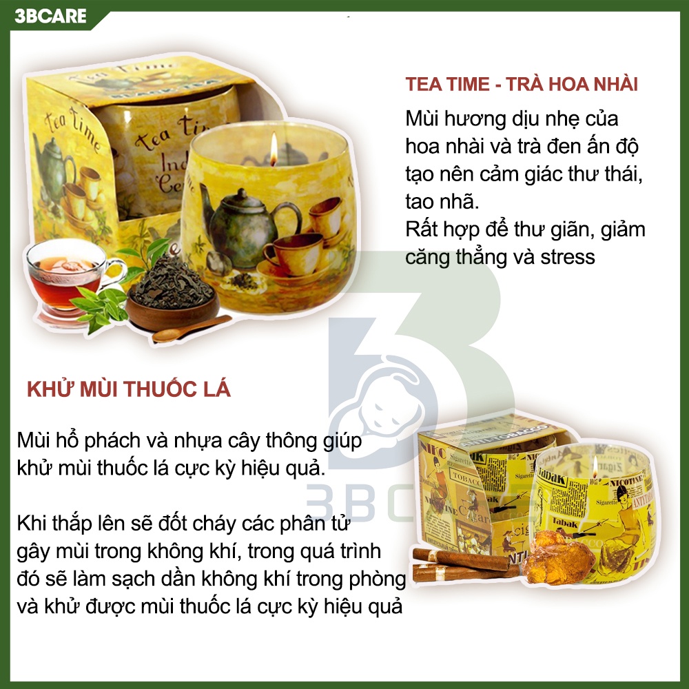 Nến thơm thư giãn Bartek N11 sáp nến thơm phòng không khói, thơm dễ chịu khử mùi tốt nhập khẩu từ Ba Lan - Shop 3B Care