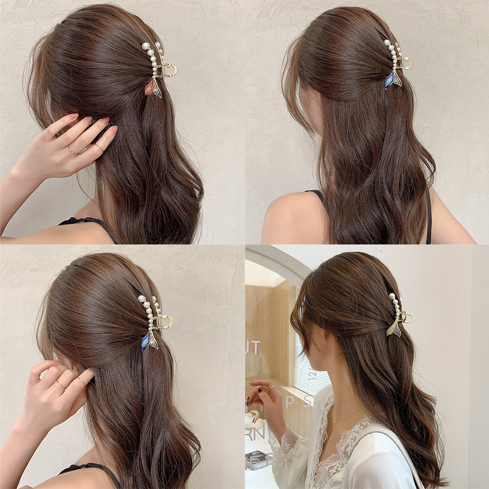 Kẹp Tóc Hình Đuôi Cá Đính Kim Cương Giả Sang Trọng Thời Trang Cho Nữ