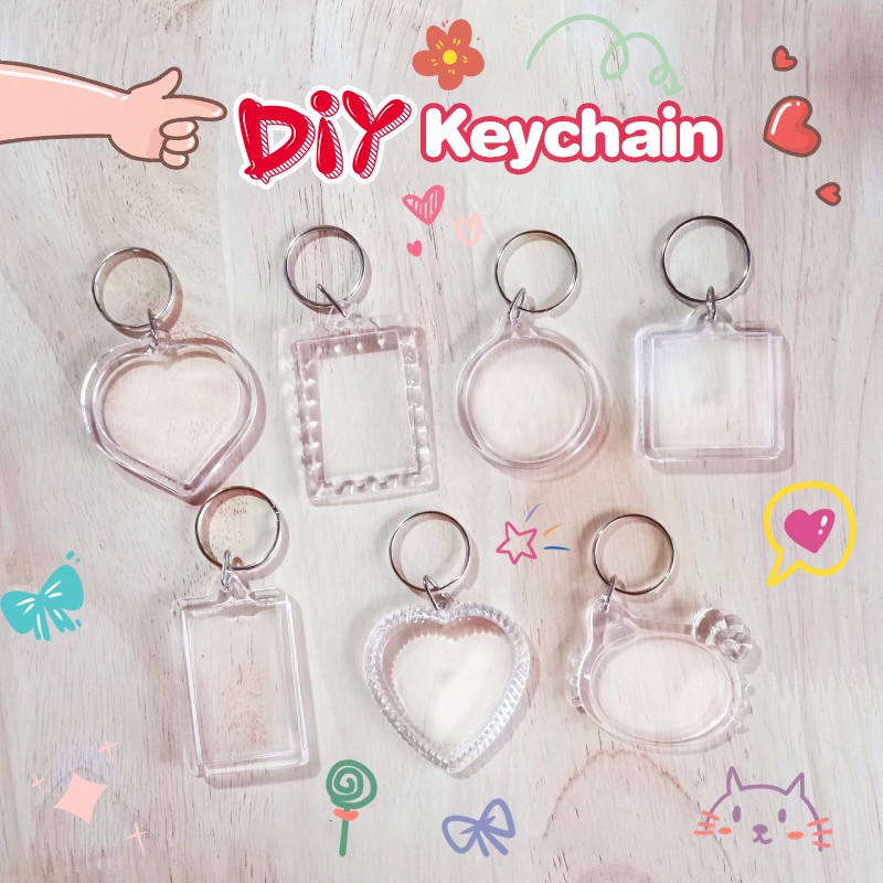Khuôn acrylic gắn ảnh chụp album có dây treo dùng để tự làm móc chìa khóa tiện dụng