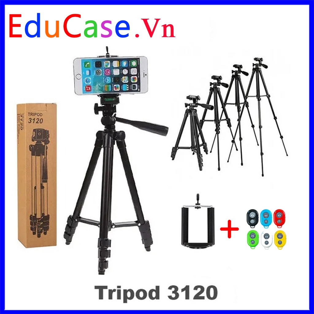 Giá đỡ điện thoại 3120 -kèm kẹp điện thoại 3 chân-Gậy livestream, quay tiktok ,quay video,chụp ảnh chống rung Educase.vn