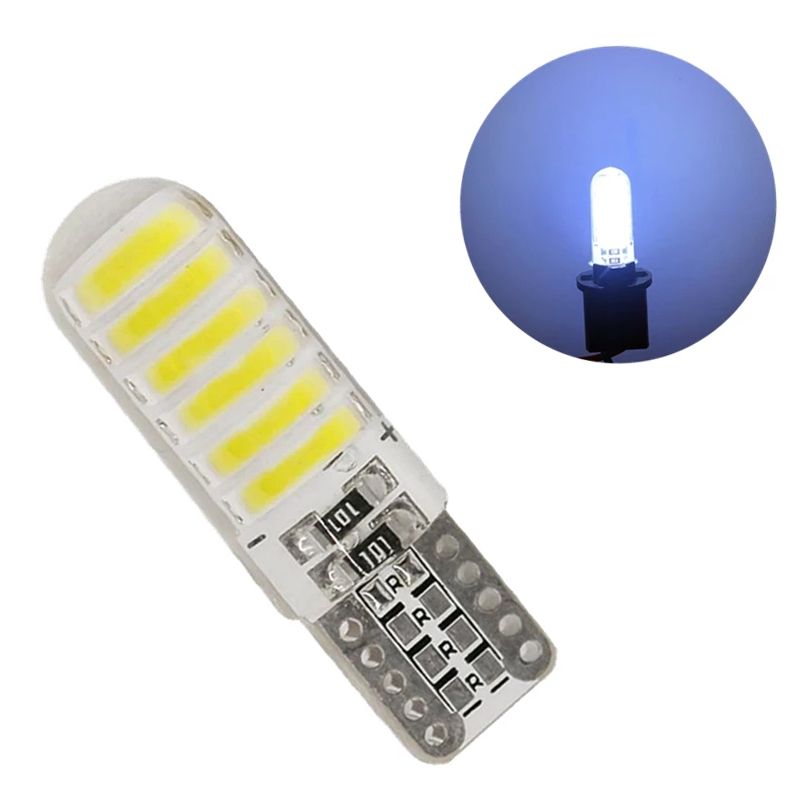 Đèn Led T10 7020 12smd W5W Bằng Silicone Màu Trắng / Xanh Dương Cho Xe Hơi