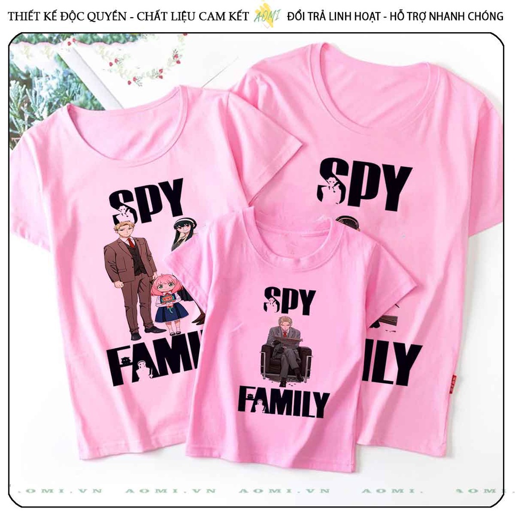 ÁO THUN UNISEX family X spy PHÔNG HỒNG TAY NGẮN NAM NỮ GIA ĐÌNH  SIZE TRẺ EM BÉ TRAI GÁI  3158store