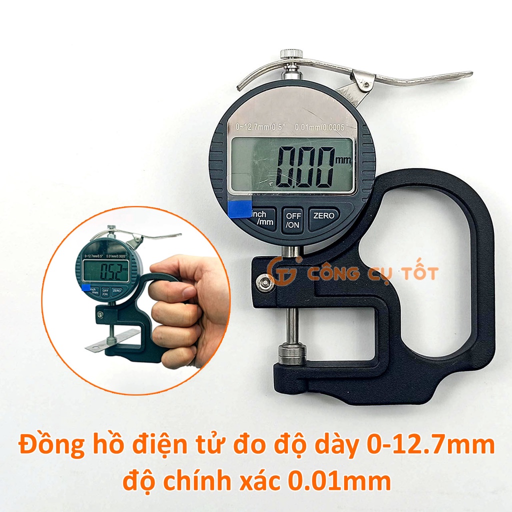 Thước đo độ dày điện tử hiện số 0-12.7mm độ chia 0.01 và 0.001