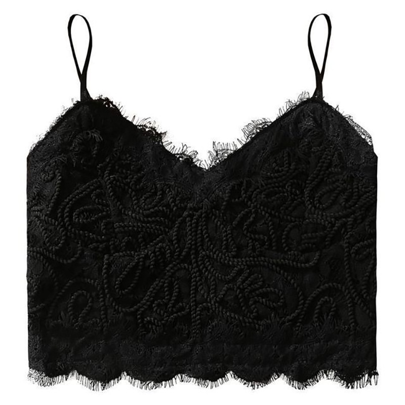 DUNEA Áo hai dây hở lưng phối ren phong cách retro quyến rũ cho nữ