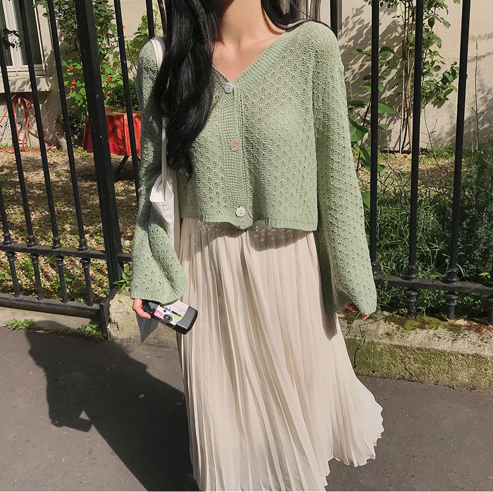 Áo Khoác Len Cardigan Phong Cách Hàn Quốc Trẻ Trung