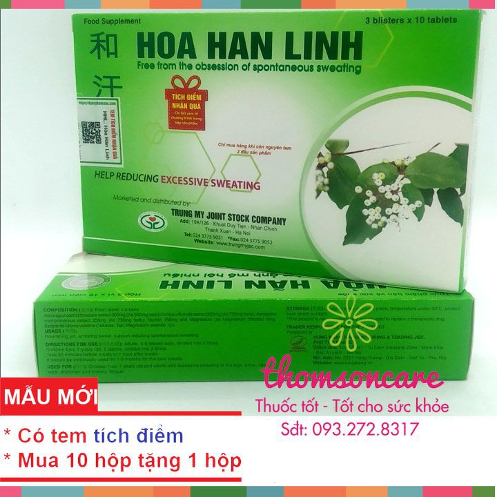 Hoà Hãn Linh Mua 6h tặng 1h bằng tem tích điểm hỗ trợ giảm ra mồ hôi tay chân, giảm lo âu, hồi hộp